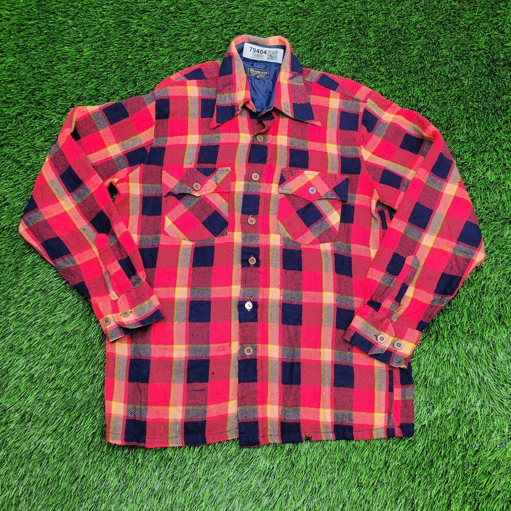 Vintage Woodland Western Flannel Button Shirt M 20x26 Plaid